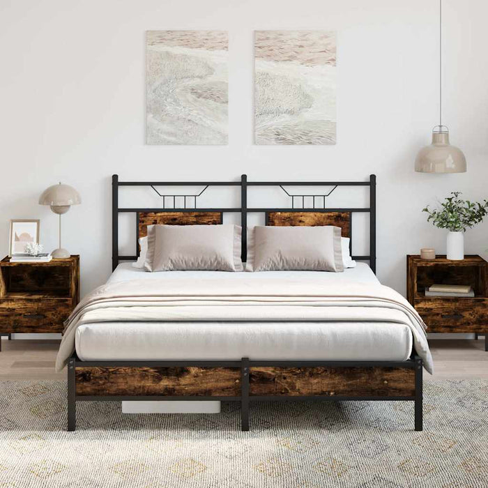Cadru pat fără saltea, stejar fumuriu 137x190 cm lemn prelucrat - WALTI WALTI