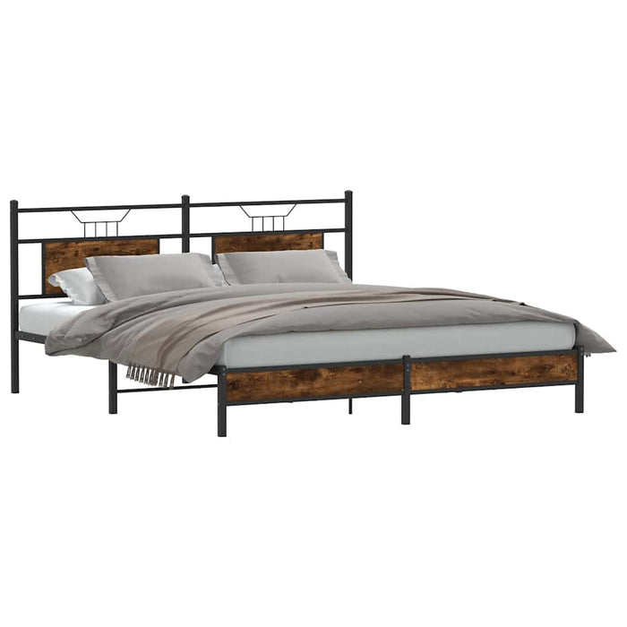 Cadru de pat fără saltea Stejar afumat 160x200cm Lemn prelucrat WALTI