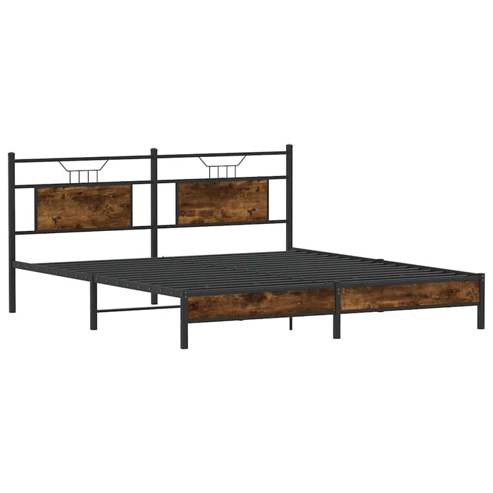 Cadru de pat fără saltea Stejar afumat 183x203cm Lemn prelucrat - WALTI WALTI