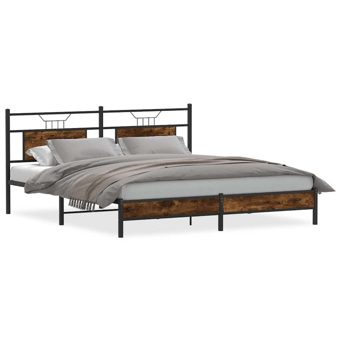 Cadru de pat fără saltea Stejar afumat 183x213cm Lemn prelucrat - WALTI WALTI