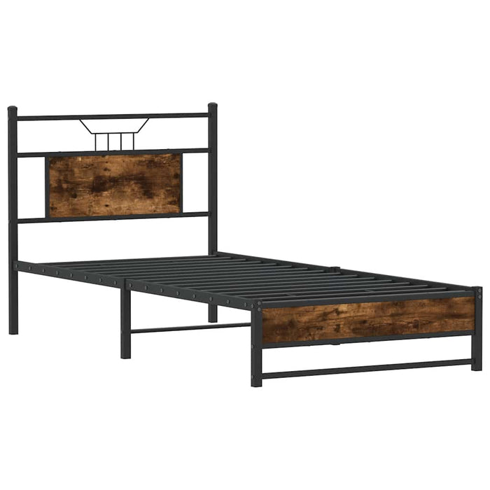 Cadru pat fără saltea, stejar fumuriu 75x190 cm lemn prelucrat - WALTI WALTI