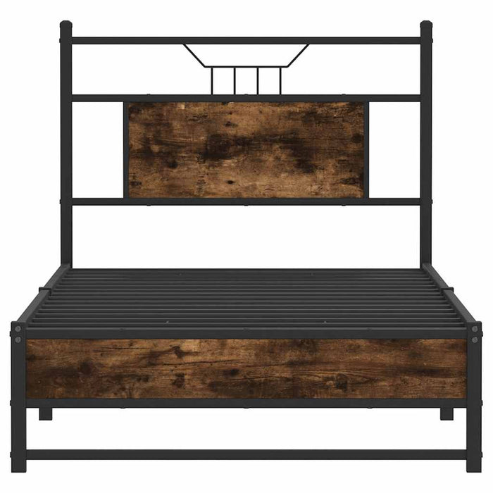 Cadru pat fără saltea, stejar fumuriu 75x190 cm lemn prelucrat - WALTI WALTI