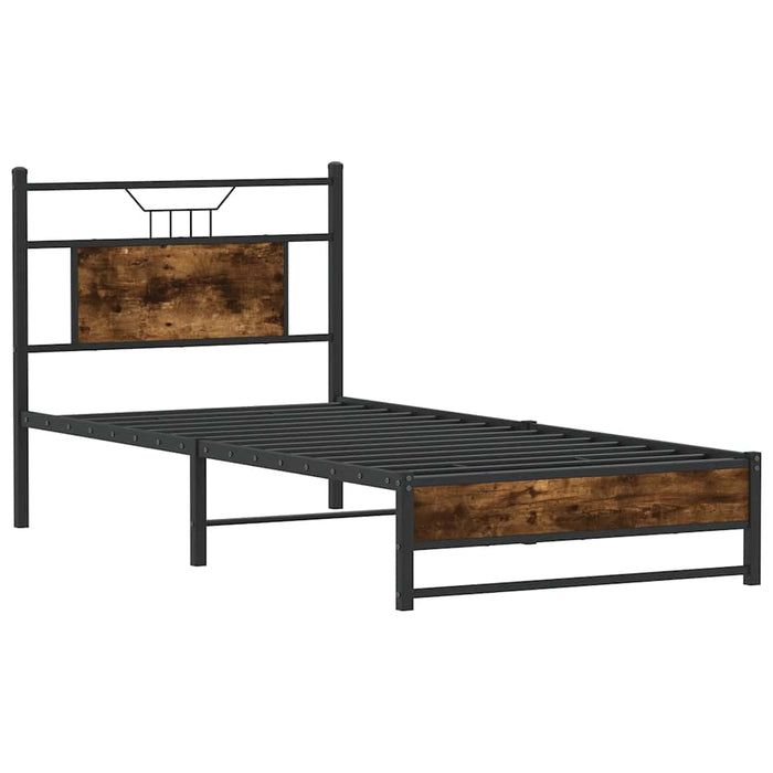 Cadru pat fără saltea, stejar fumuriu 80x200 cm lemn prelucrat - WALTI WALTI