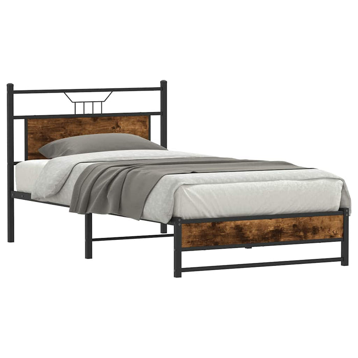 Cadru de pat fără saltea Stejar afumat 107x203cm Lemn prelucrat - WALTI WALTI