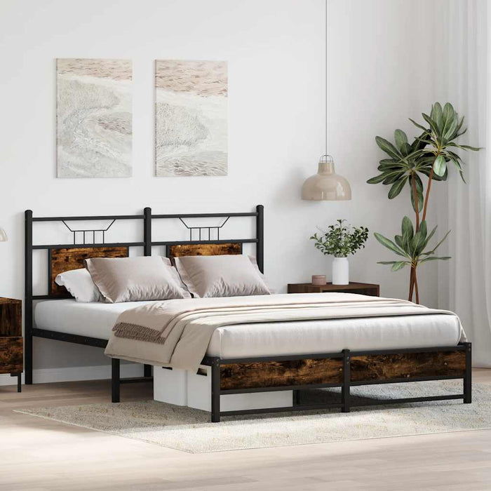 Cadru pat fără saltea stejar fumuriu 150x200 cm lemn prelucrat - WALTI WALTI