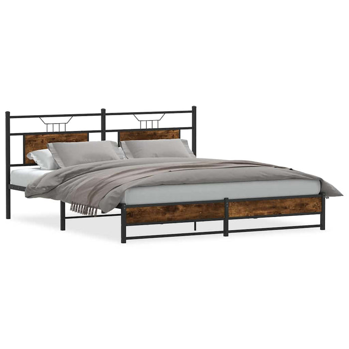 Cadru de pat fără saltea Stejar afumat 160x200cm Lemn prelucrat - WALTI WALTI