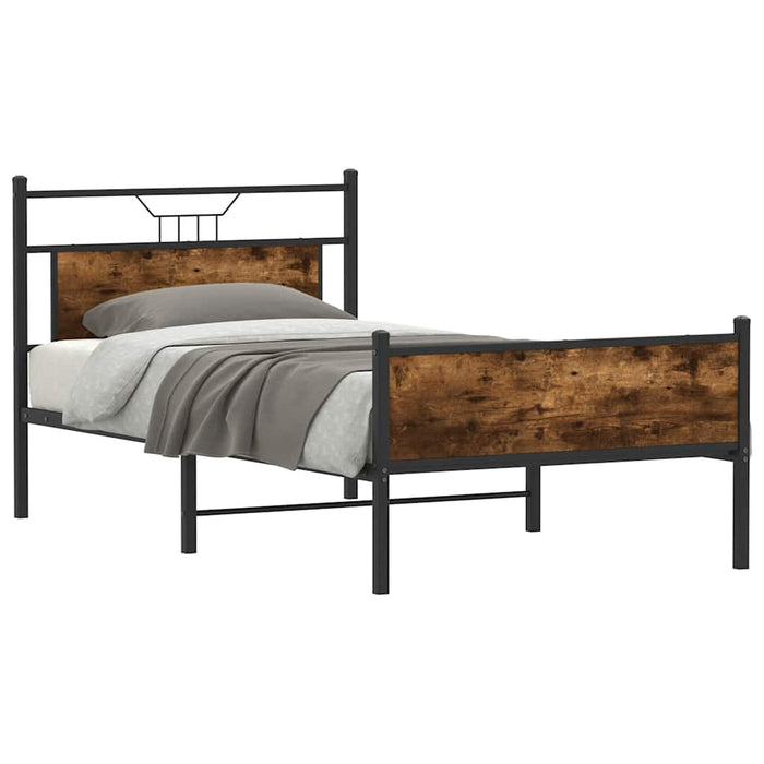 Cadru pat fără saltea, stejar fumuriu 100x190 cm lemn prelucrat - WALTI WALTI