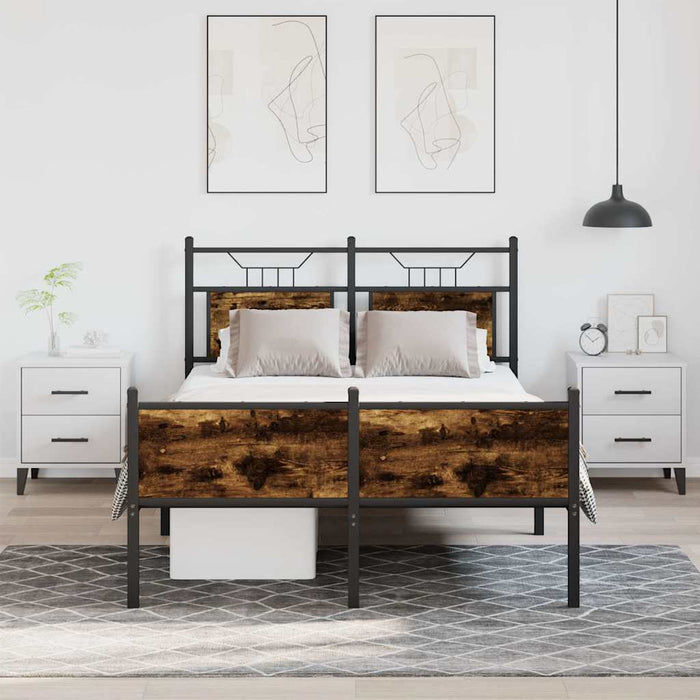 Cadru pat fără saltea stejar fumuriu 120x200 cm, lemn prelucrat - WALTI WALTI