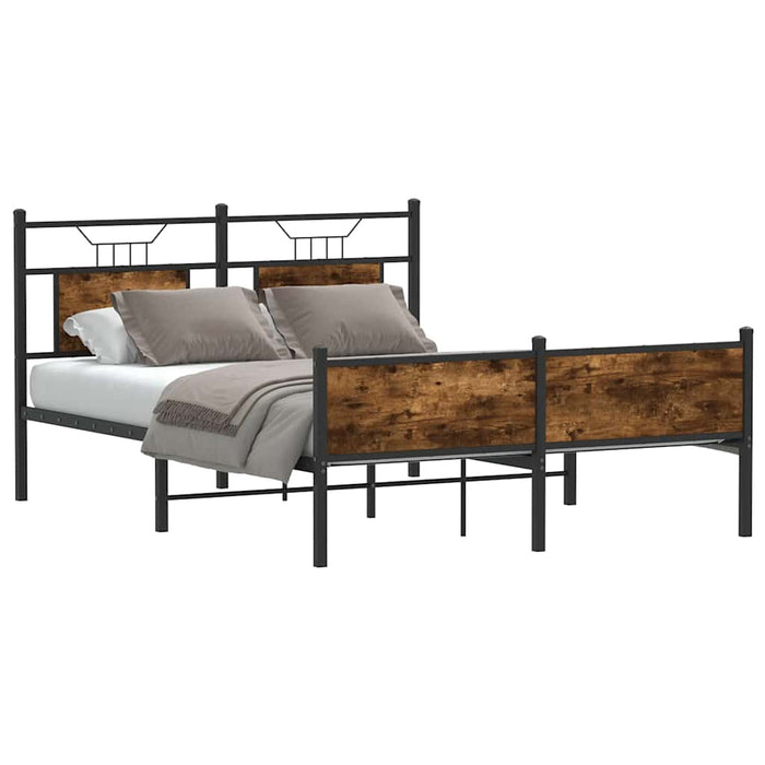 Cadru pat fără saltea, stejar fumuriu 137x190 cm lemn prelucrat - WALTI WALTI