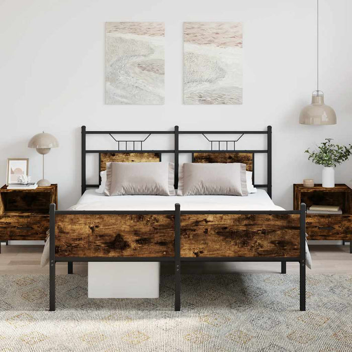 Cadru pat fără saltea stejar afumat, 140x190 cm, lemn prelucrat - WALTI WALTI