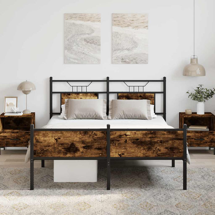 Cadru pat fără saltea stejar fumuriu 150x200 cm lemn prelucrat - WALTI WALTI