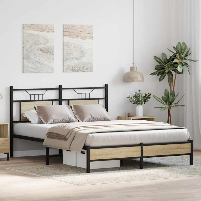 Cadru pat fără saltea stejar sonoma 150x200 cm lemn prelucrat - WALTI WALTI