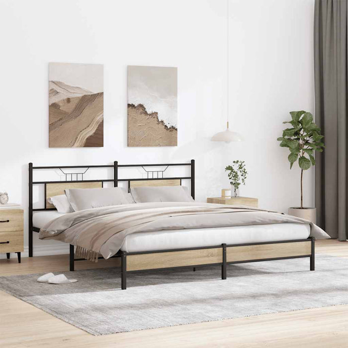 Cadru de pat fără saltea Stejar Sonoma 183x213cm Lemn prelucrat - WALTI WALTI