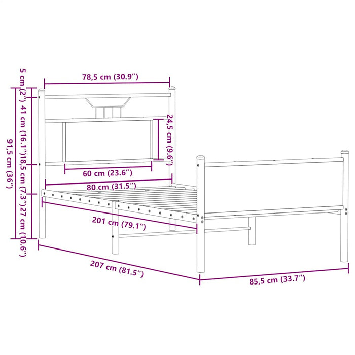 Cadru pat fără saltea, stejar sonoma 80x200 cm lemn prelucrat - WALTI WALTI