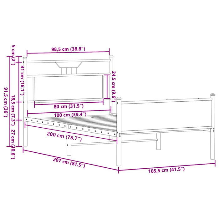 Cadru pat fără saltea stejar sonoma 100x200 cm lemn prelucrat - WALTI WALTI