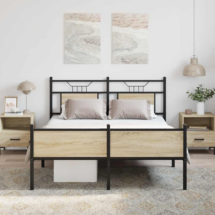 Cadru pat fără saltea stejar sonoma 150x200 cm lemn prelucrat - WALTI WALTI