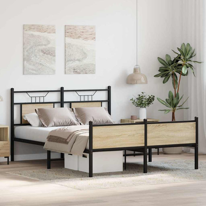 Cadru pat fără saltea stejar sonoma 150x200 cm lemn prelucrat - WALTI WALTI