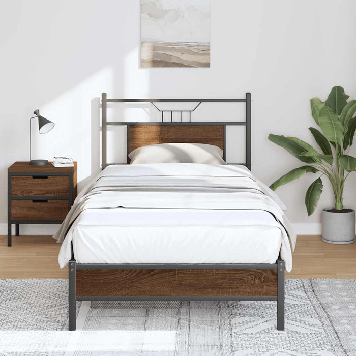 Cadru pat fără saltea, stejar maro 75x190 cm lemn prelucrat - WALTI WALTI