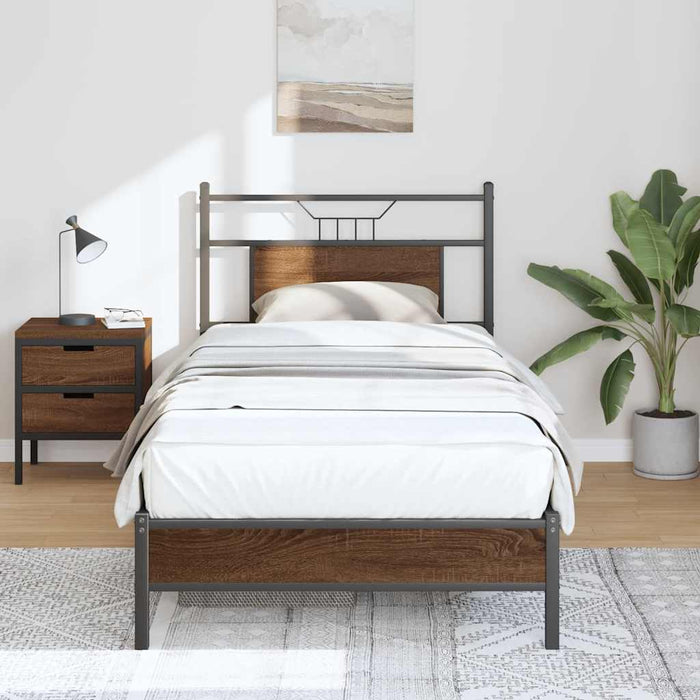 Cadru pat fără saltea, stejar maro 80x200 cm lemn prelucrat - WALTI WALTI