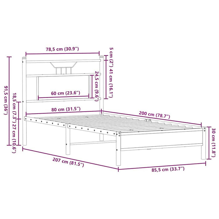 Cadru pat fără saltea, stejar maro 80x200 cm lemn prelucrat - WALTI WALTI