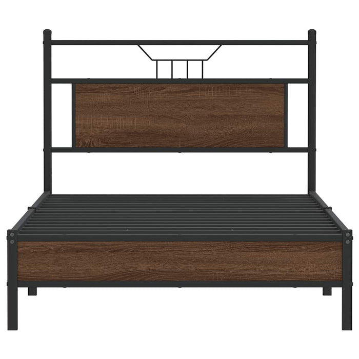 Cadru pat fără saltea stejar maro 100x200 cm lemn prelucrat - WALTI WALTI