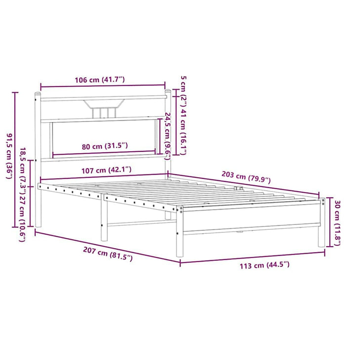 Cadru de pat fără saltea Stejar maro 107x203 cm Lemn prelucrat - WALTI WALTI