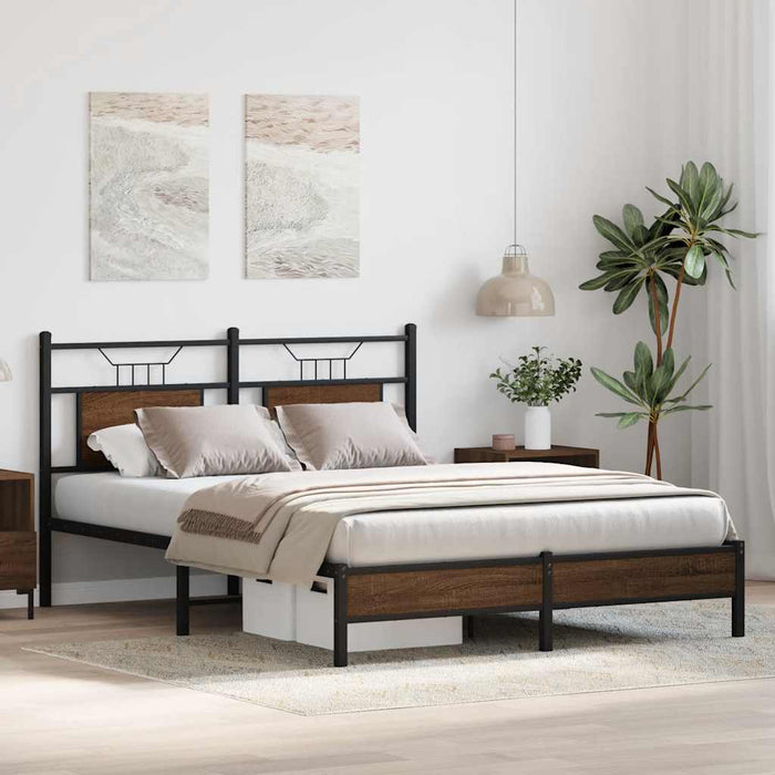 Cadru pat fără saltea stejar maro 150x200 cm lemn prelucrat WALTI
