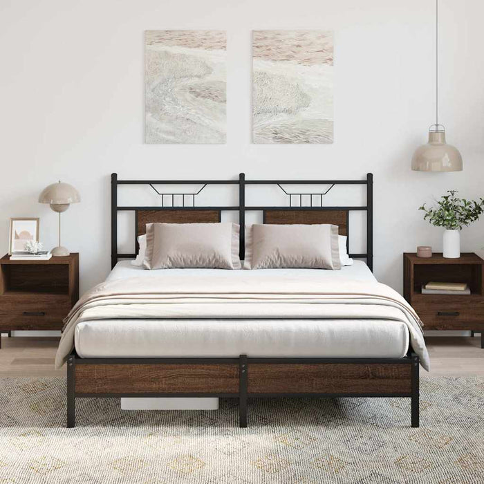 Cadru pat fără saltea stejar maro 150x200 cm lemn prelucrat WALTI