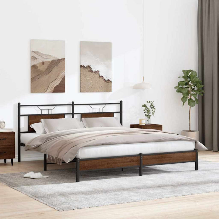 Cadru pat fără saltea stejar maro, 160x200 cm, lemn prelucrat - WALTI WALTI