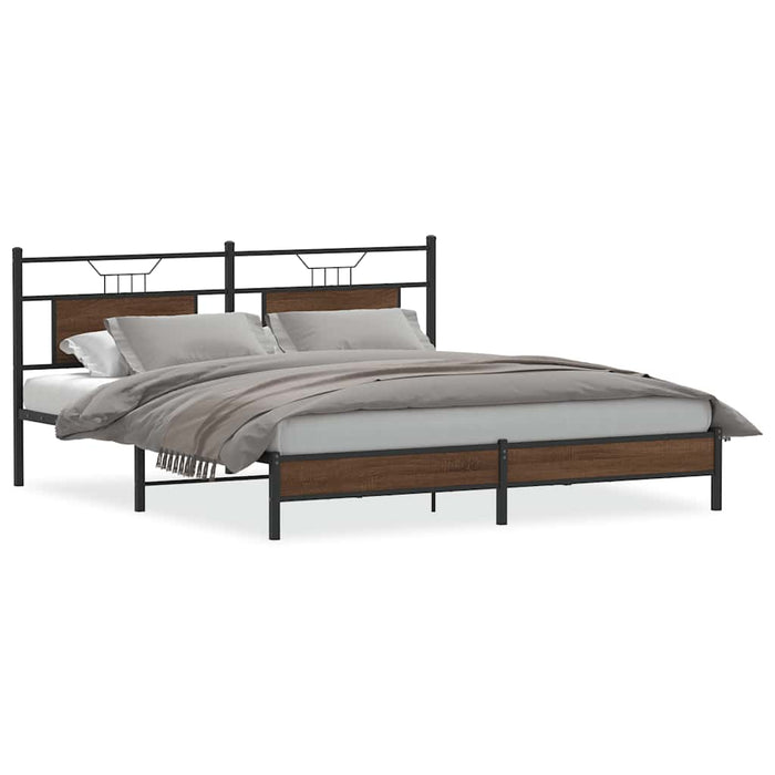 Cadru pat fără saltea Stejar maro 183x213 cm Lemn prelucrat - WALTI WALTI