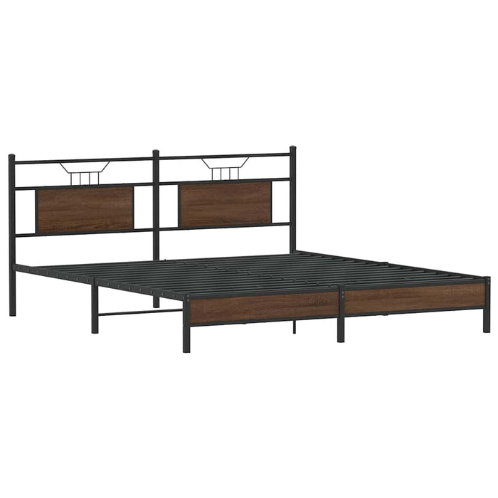 Cadru pat fără saltea Stejar maro 183x213 cm Lemn prelucrat - WALTI WALTI