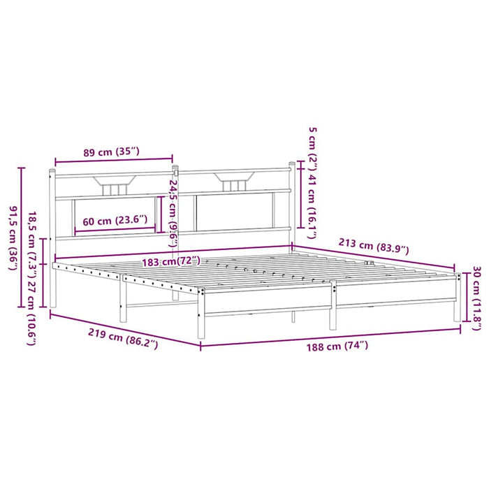 Cadru pat fără saltea Stejar maro 183x213 cm Lemn prelucrat - WALTI WALTI