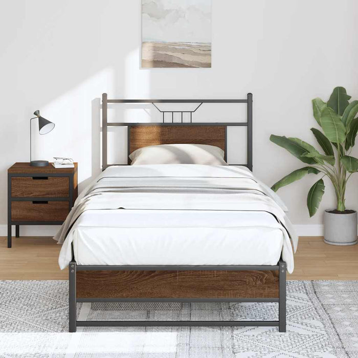 Cadru pat fără saltea, stejar maro 75x190 cm lemn prelucrat - WALTI WALTI