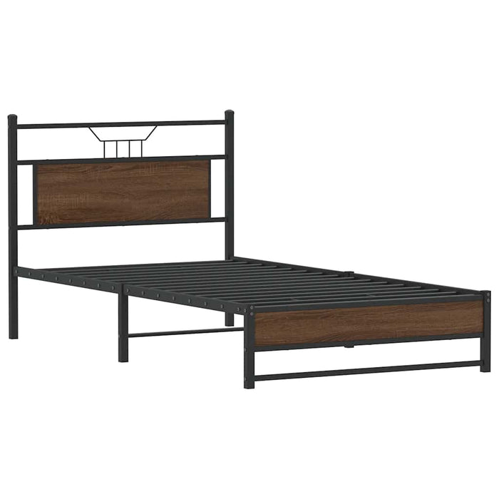 Cadru pat fără saltea stejar maro 100x200 cm lemn prelucrat WALTI