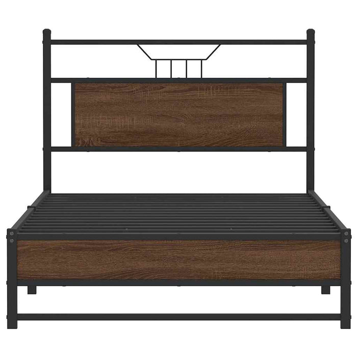 Cadru pat fără saltea stejar maro 100x200 cm lemn prelucrat WALTI