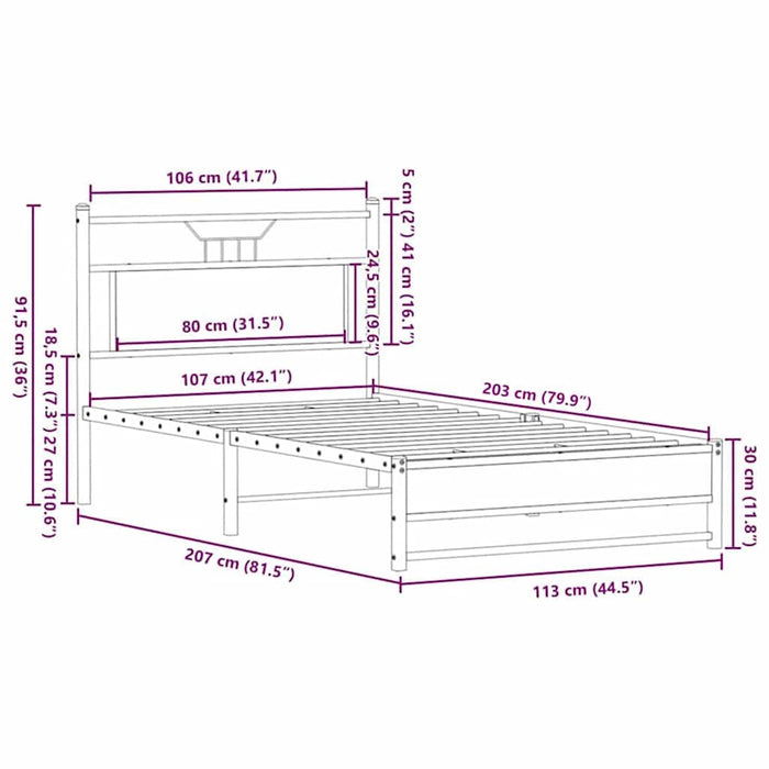 Cadru de pat fără saltea Stejar maro 107x203 cm Lemn prelucrat - WALTI WALTI
