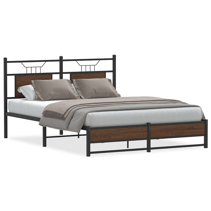 Cadru pat fără saltea stejar maro 150x200 cm lemn prelucrat - WALTI WALTI