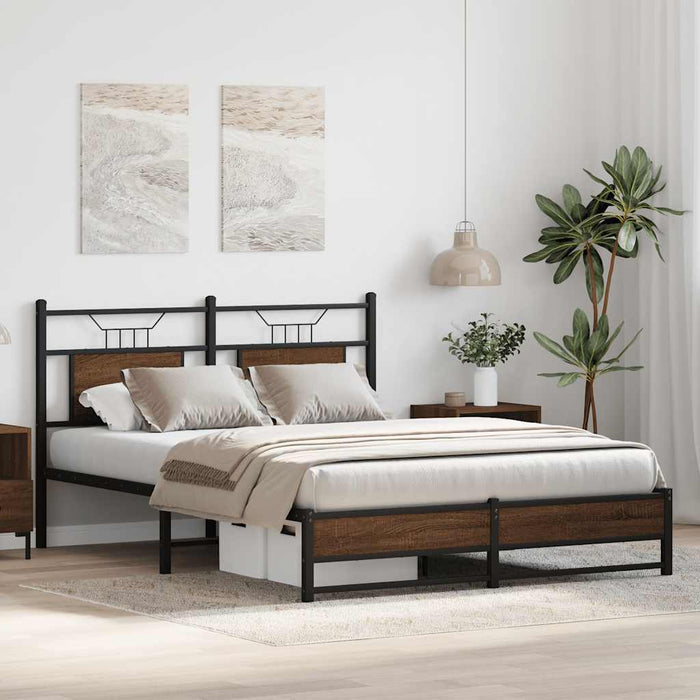 Cadru pat fără saltea stejar maro 150x200 cm lemn prelucrat - WALTI WALTI