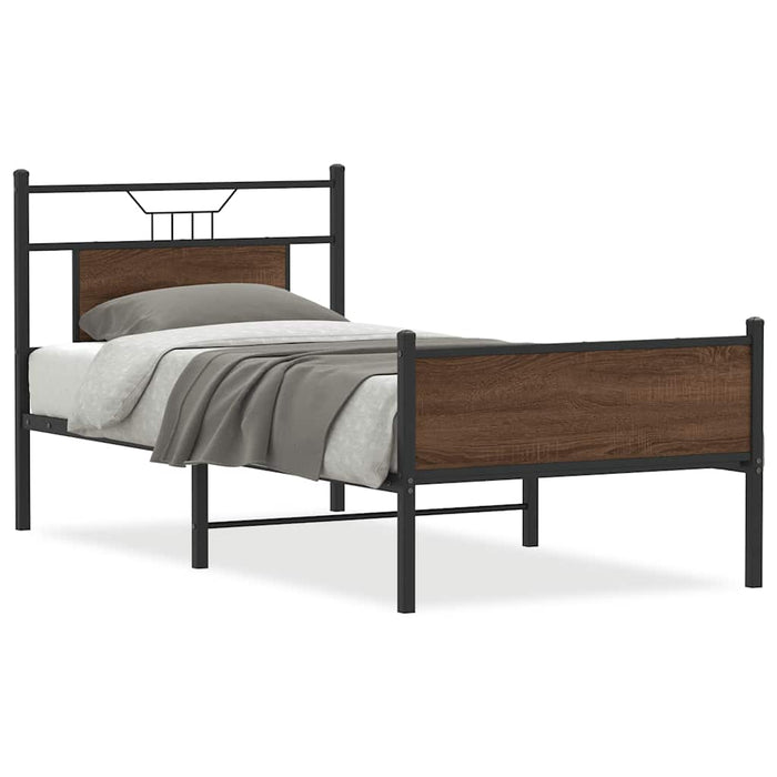 Cadru pat fără saltea, stejar maro 80x200 cm lemn prelucrat - WALTI WALTI