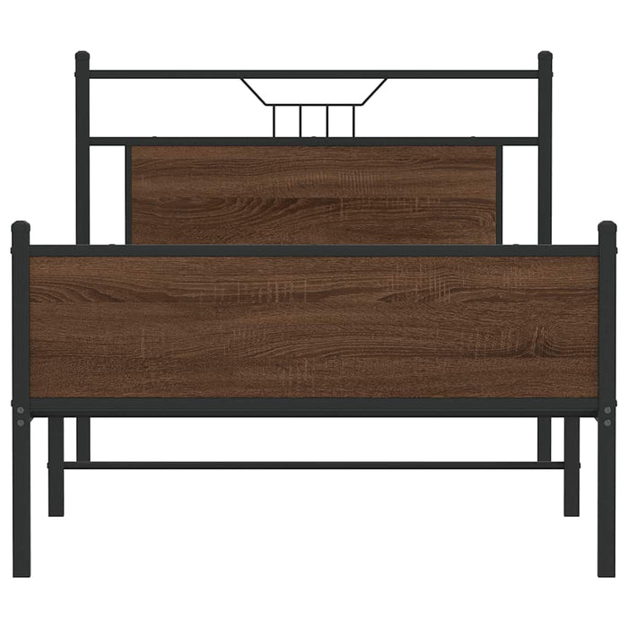 Cadru pat fără saltea stejar maro 100x200 cm lemn prelucrat - WALTI WALTI