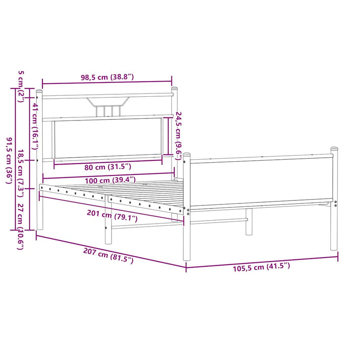 Cadru pat fără saltea stejar maro 100x200 cm lemn prelucrat - WALTI WALTI