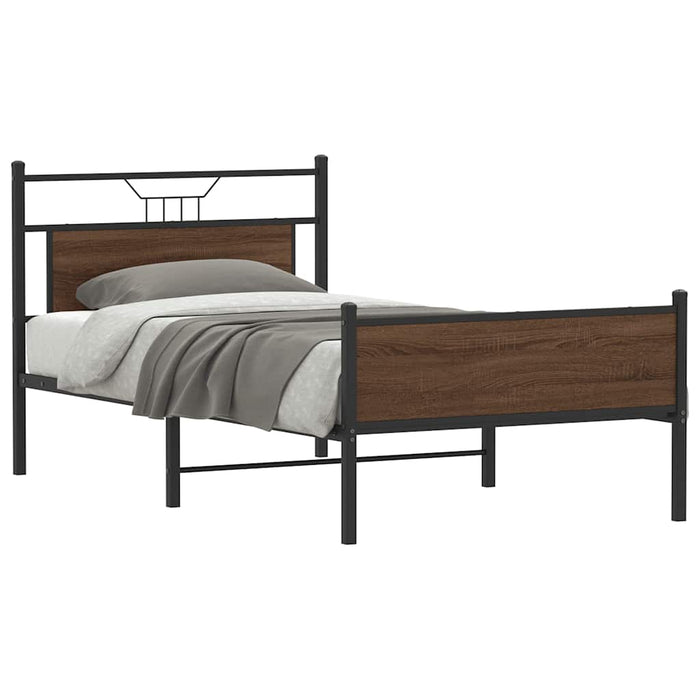 Cadru pat fără saltea stejar maro 100x200 cm lemn prelucrat - WALTI WALTI
