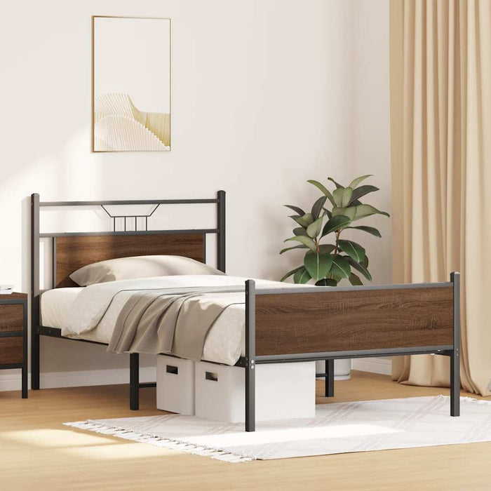 Cadru de pat fără saltea Stejar maro 107x203 cm Lemn prelucrat - WALTI WALTI