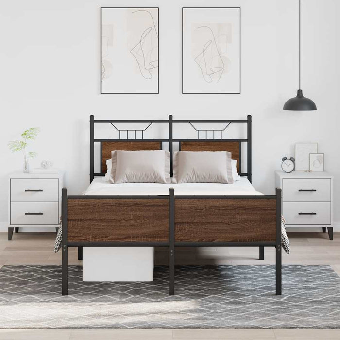 Cadru pat fără saltea stejar maro 120x190 cm, lemn prelucrat - WALTI WALTI