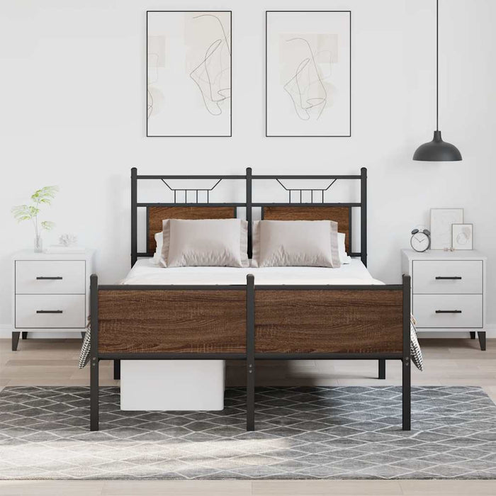 Cadru pat fără saltea stejar maro 120x200 cm, lemn prelucrat - WALTI WALTI