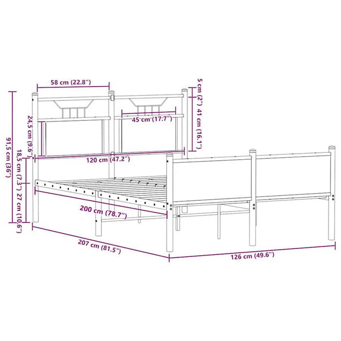Cadru pat fără saltea stejar maro 120x200 cm, lemn prelucrat - WALTI WALTI