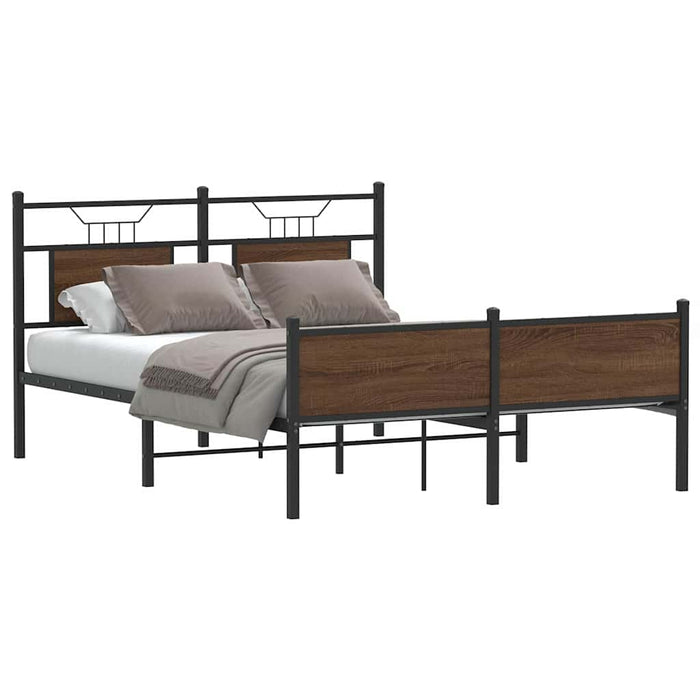 Cadru pat fără saltea, stejar maro, 137x190 cm, lemn prelucrat - WALTI WALTI