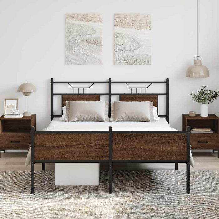 Cadru pat fără saltea stejar maro, 140x190 cm, lemn prelucrat - WALTI WALTI