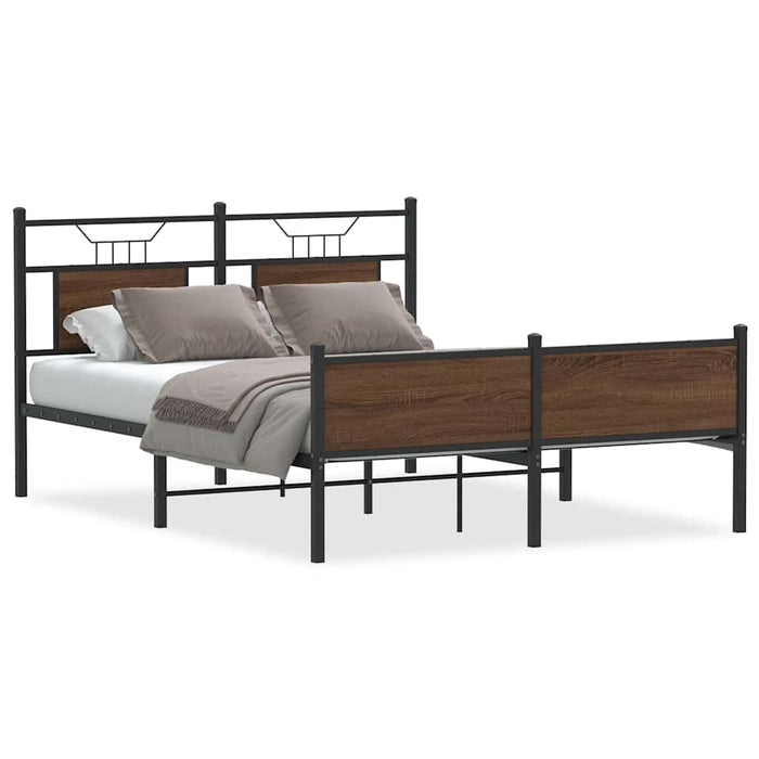 Cadru pat fără saltea stejar maro 150x200 cm lemn prelucrat WALTI