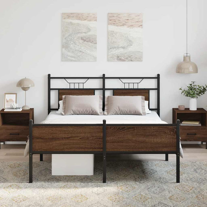 Cadru pat fără saltea stejar maro 150x200 cm lemn prelucrat WALTI